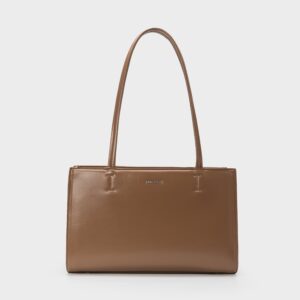 Label Rose PATENT TOTE - WARM TAUPE