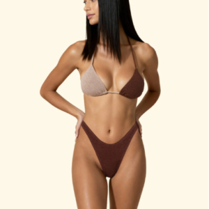 Bikini Donna F**K Triangolo con Slip Americano Fisso Marrone SW1110-BN