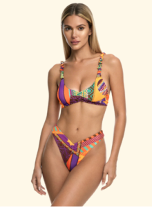 Bikini Donna F**K Top con Slip Americano Fisso Fantasia SW2952-X11